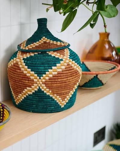 Basket with plant in living space