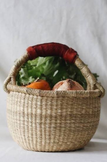 Basket with plant in living space